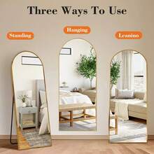 65"X24" Arched High-Quality Full Length Mirror, Aluminum Alloy Frame Ensures Stability, Standing Design For Bedroom, Gold - 金拱門 - 查看 3