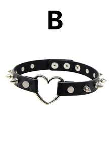 朋克哥特风铆钉手镯金属镶钉腕带项链可调节 - 黑色 - 查看 10