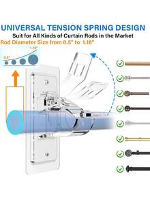 6pcs Non Drilling Curtain Rod Bracket, Self-Adhesive Rod Bracket, Multifunctional Nail Free Rod Hook, Used For Screw Installation On Textured Surfaces, Tenant's Curtain Rod Hanger, Suitable For Bedrooms, Bathrooms, Living Rooms, And Apartments,Dorm Room - Multicolor - View 2