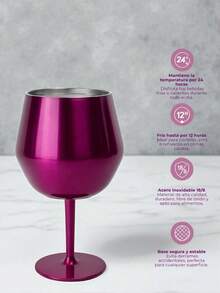 Copa para vino/coctel/jugo/Champán de acero inoxidable, FAB*15, Copa, vaso de acero inoxidable portátil, Copa para café, Bebidas, Champán, Cócteles, Vaso/taza/Copa aislante de colores variados, capacidad 14 Oz/410 ml. - PLATA MORADO - Ver 6