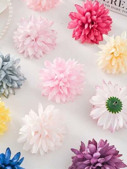 10pcs Artificial Hydrangea Chrysanthemum Flowers, DIY Wreath Materials, Candy Box Decor, Home Wedding Decoration, Bride Wrist Corsage, Valentine's Day New Year Party Cake Supplies