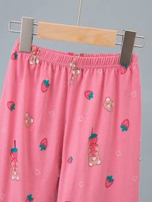 4pcs Girls Lightweight Pajama Set, Girls Short Sleeve Pants Set Casual Homewear, Spring/Summer Bear Print - Multicolor - View 11