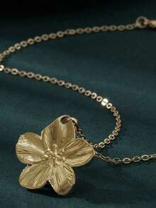 1pc Fashion Gold Floral Pendant Necklace, Single/Multi-Layer Chain Design, Suitable For Daily, Vacation, Party Wear, Gift (Beads Quantity Random) - Multicolor - View 4