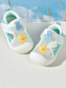 1 Pair Toddler Unisex Breathable Mesh Rainbow Cloud Hook & Loop Non-Slip Casual Flat Sports Shoes, Suitable For Spring & Autumn - White - View 13