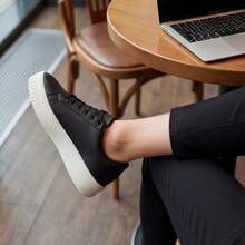 Women's Casual Minimalist Soft Sneakers For Outings And Urban Looks - Stylish Casual Lace-Up Party - 黑色 520 - 查看 9