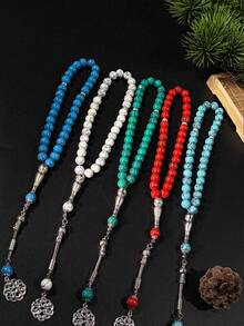 New 33pcs Turquoise Bead Bracelet, Misbaha Prayer Beads Tasbih 10mm Handmade - Multicolor - View 6