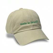 Unisex Dad Hat In 100% Cotton Twill Curved Brim Custom Made In Brazil - Beige Embroidered Dark Green - View 6
