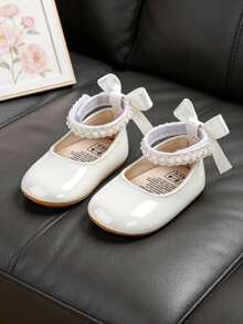 Giày búp bê Mary Jane cho bé gái sơ sinh/trẻ nhỏ - Giày dự tiệc cưới cho bé gái - Giày búp bê dự tiệc cưới - trắng - Xem 4