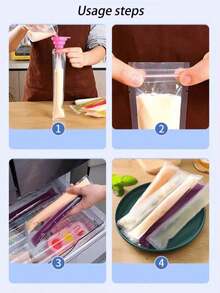 50/100/200个透明冰棒袋，家用冰棒模具，密封，耐低温，适用于果汁、可乐、水果、冷冻食品 - 彩色 - 查看 6