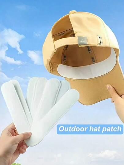 10枚入り 使い捨てヘッドバンドパッド、自己接着式帽子汗取りライナー、目立たない帽子吸汗ステッカー、通気性のある汗取りパッド、野球帽に適しています、帽子の汚れ防止ライナー、男女兼用の夏のアウトドアスポーツに必需品