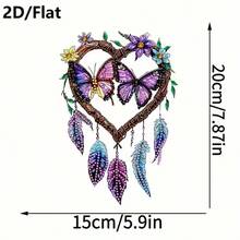 2D/Flat Butterfly Dream Catcher Pendant, Asymmetrical Diamond Art Painting Kit, Home Wall Door Decor Creative Gift, Ideal Holiday Gift, No Electricity Required - A - View 4