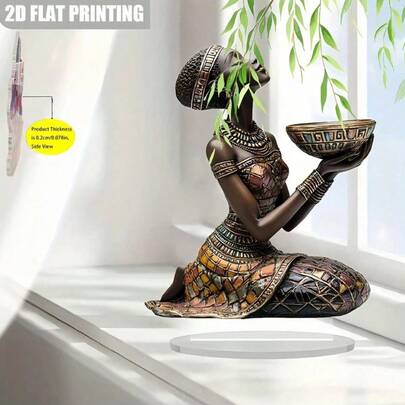 2D Acrylic Decorative Piece, Elegant Black Design, Suitable For Women's Desk Decor, Office Decoration And Holiday Celebration