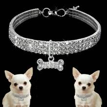 3-Row Rhinestone Elastic Pet Collar, Crystal Pet Necklace, Minimalist Pet Accessory Neck Ring, Customizable - Multicolor - View 1