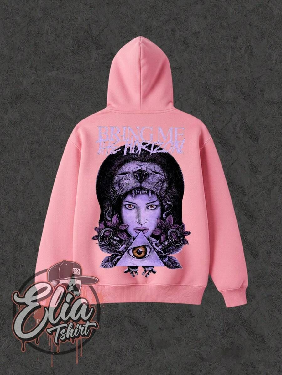Comfortable Basic Sweatshirt For Everyday Wear. Bring Me The Horizon Music Singer Famous International National Urban Culture Rock Metal Rock N Roll Famous Band Singer Unisex Sweatshirt For Men And Women 50% Cotton 50% Polyester Top Premium Streetwear New Release Immediate Shipping Various Colors!! - 淺粉色 - 查看 1