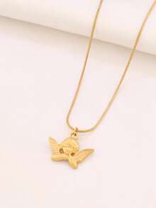 1pc Stainless Steel Angel Pendant Necklace For Women Fashion Exquisite 18K Gold Plated Charms Collar Necklaces Jewelry - Necklace - View 8