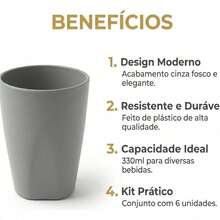 Kit 20 Copos Plásticos Coloridos Duro Resistente 300ml - Grafite - Visão 3
