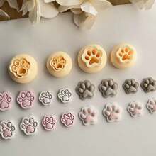 2pcs Cute Cat Paw Polymer Clay Mold Set, For Earrings, Brooches, Pendants, High Precision Polymer Clay Or Ceramic Mold - Yellow - View 4