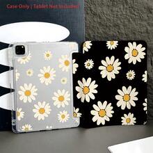 Flower Cute Daisy Pattern Tablet Protective Case With Pencil Slot And Foldable Stand, Suitable For 10.9/10.2 Inch Air 5th Gen/Pro11/10th/9.7/Air 2/7th Gen/8th Gen/Air 4/5/Pro 11/10th Gen 10.9 Inch 2022 Model, As Well As Galaxy And Tablets - Clear - View 8