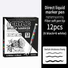 1支装 366/320/288/240/168/120/72/60/48/36/24/12色丙烯马克笔，不透明防水可混色毛笔头，适用于木材、画布、石头、岩石绘画、玻璃、陶瓷、DIY工艺品、美术用品、学生绘画 - 丙烯馬克筆 - 查看 36