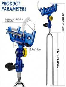 Adjustable Fishing Rod Holder Stand, 360° Stainless Steel Fishing Rod Rack For Beach/Ground, One-Click Lock, Stable And Worry-Free, Allows You To Focus On The Joy Of Fishing, Ideal Gift - Blue - View 4