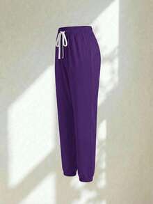 Conjunto uniforme médico quirúrgico set 2 piezas dama mujer manga corta cuello v pantalón jogger resorte cordón cómodo - Morado - Ver 7
