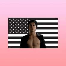 Damon Salvatore Flag |   Hot Vampire Black USA Banner |   TVD Aesthetic Dorm Frat Room Wall Decor - 1PC - 查看 2