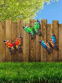 1 pieza/3 piezas Decoración de pared de mariposa 3D vibrante de metal, decoración de arte de hierro, adecuada para jardín, patio, sala de estar, dormitorio, patio, balcón, arte de cerca al aire libre, regalo para amigos y familiares - A - Ver 8