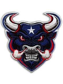 1pc Angry Bull Head Patch Houston Football Pride Embroidered Iron On - Multicolor - View 7
