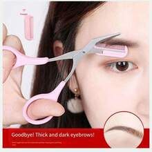 1 Set de Tijeras para Cejas de Acero Inoxidable, Recortador de Cejas, Herramientas de Maquillaje Pequeñas Tijeras - Color aleatorio - Ver 8