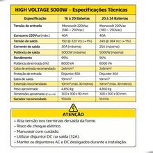 Fonte Usina Spark High Voltage 5000W 25A 320V Display LED Profissional Para Som Automotivo Trio e Competição - Multicolorido - Visão 3