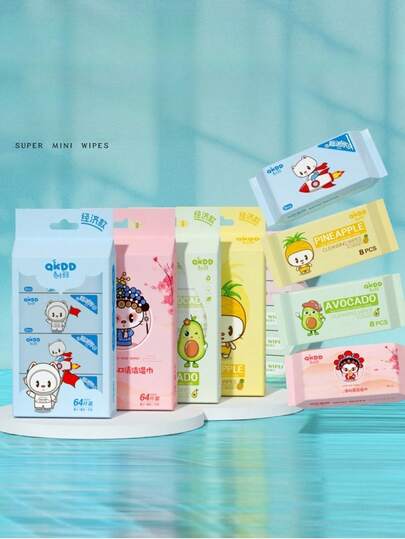 Toallitas húmedas portátiles ultra-mini para limpieza y cuidado, paquete compacto de pañuelos para estudiantes de vuelta a la escuela, toallitas húmedas desechables para limpieza de manos y boca