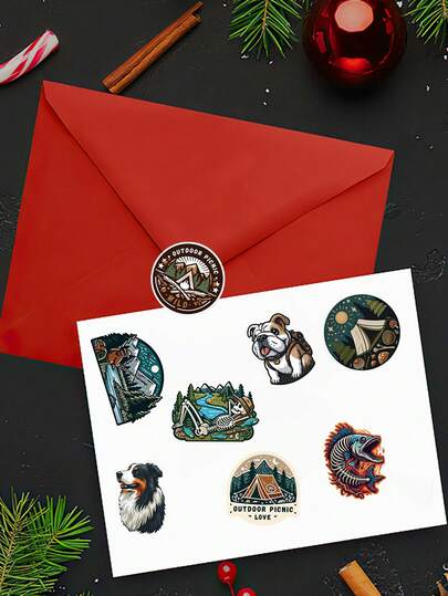 50 piezas Pegatinas de grafiti para camping al aire libre, pegatinas decorativas impermeables para tazas, cajas de aparejos