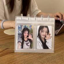 Simple Transparent Card Holder, Desktop Stand, 10 Pages/Book, 2 Slots Per Page, Can Hold 20 Photos, Mushroom Button Design For Easy Access, Suitable For Small Card Storage, Idol Menu Cards, Calendar Making, Photo Album - One Size Fits All - View 3