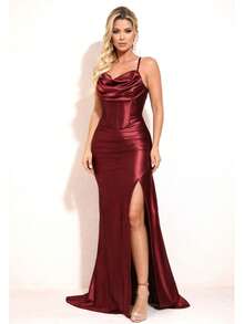 Bridesmaid Dress For Graduation Party Guests Royal Navy Terracotta Rose Serenity Marsala Emerald Green Mint Green Nude Or Lilac - 紅木色 - 查看 1