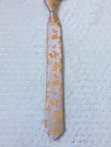 gravata masculino estampada slim fit (6cm) - Dourado - Visão 2