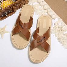 新款交叉绑带平底凉鞋，时尚优雅，适合海滩和日常穿着，百搭女士凉鞋 - 摩卡棕 - 查看 16