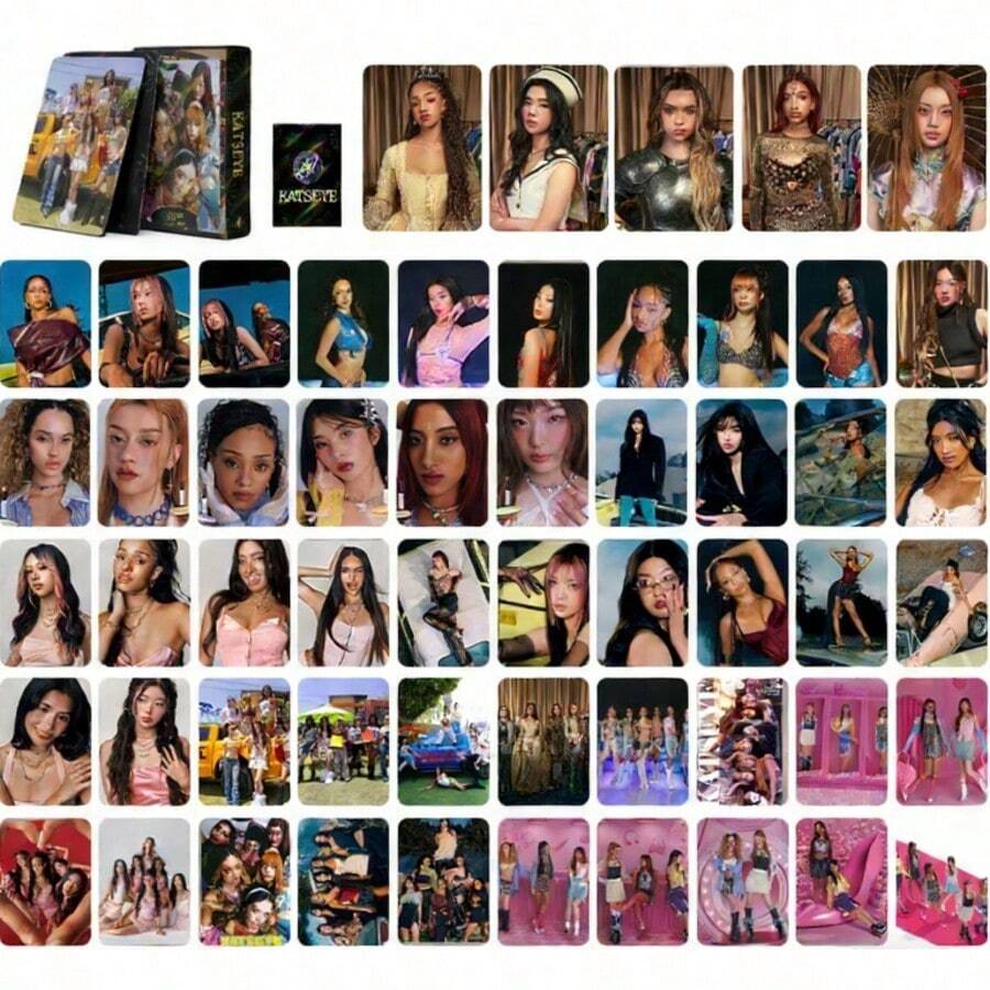55 piezas Tarjetas Lomo coleccionables de la estrella del grupo de chicas KPOP KATSEYE - Multicolor - Ver 1