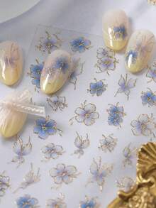 1 miếng dán móng tay hình bướm xanh dương, cánh hoa nở rộ, cánh bướm bay lượn, họa tiết thiên nhiên huyền ảo 5D, tự dính, phụ kiện trang trí móng tay cho phụ nữ và bé gái. - Nhiều màu - Xem 7