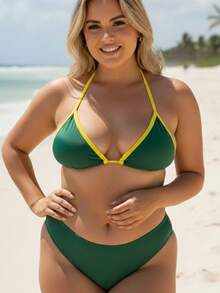 Biquíni Plus Size Asa Delta Fio Dental Verde e Amarelo Copa Biquini Do Brazil - VERDE E AMARELO - Visão 4