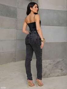 Vintage Black Mom Jeans With A Conscious Mind - 黑色 - 查看 2