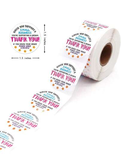 1 Roll Colorful "Thank You" Text Rainbow Stickers, Holiday Decoration Gift Series Adhesive Sticker Labels