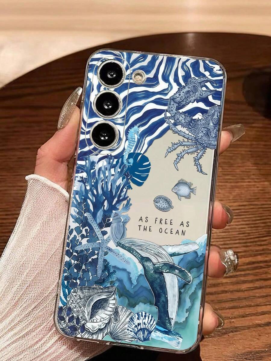 1 chiếc ốp lưng điện thoại mềm hình cá voi xanh, san hô và cua hoàng đế, tương thích với iPhone 17/17 Air/17 Pro/17 Pro Max, tương thích với Honor, Galaxy A04e/12/A13/A14/A34/A50/A52/A53/A54/S21/S22/S23/S24/S25/S25Ultra, 6A/7A/8A, 12T/13T, phiên bản quốc tế, không phải phiên bản nội địa. - Trong sáng - Xem 1