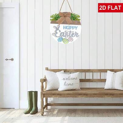 Easter 2D Door Hanging | Happy Easter Front Door Decoration | Easter Front Door Wreath | Spring Door Hanging No Power Required