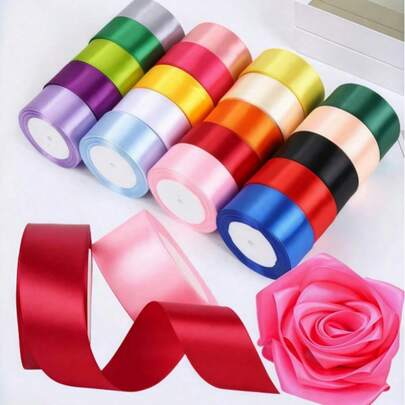 1 cuộn/3 cuộn ruy băng satin hai mặt rộng 4cm, ruy băng trang trí hộp quà, phụ kiện may mặc, ruy băng dệt dùng trang trí đám cưới, sinh nhật, lễ hội, ruy băng hoa hồng DIY (22 mét/cuộn)