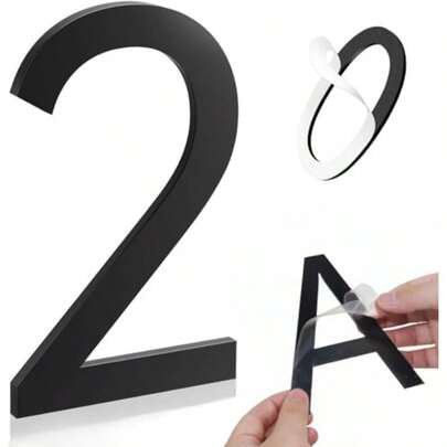 5 Inch Self-Adhesive House Numbers Acrylic Modern House Numbers For Outside Black House Numbers Addr Home Number For Garden Apartments Office Hotel Room Easy To Install Black 5IN No.2