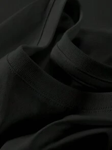 Women's Customizable Crew Neck T-Shirt.100% Pure Cotton 220g Heavyweight Personalize With Printed Name, Text Or Photo, Commuting, Leisure. Comfortable, Breathable, Soft. Gift For Family Members On Mother's Day/Women's Day - Black - View 3