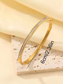 Nuevo conjunto de 5 piezas de pulseras elegantes de acero inoxidable con corazón de diamante de imitación - Tono dorado, diseño de moda, adecuado para uso casual, formal, de fiesta, vacaciones, accesorios diarios | Conjunto de pulseras de moda | Joyería pulida, duradera y resistente al agua - Dorado - Ver 8