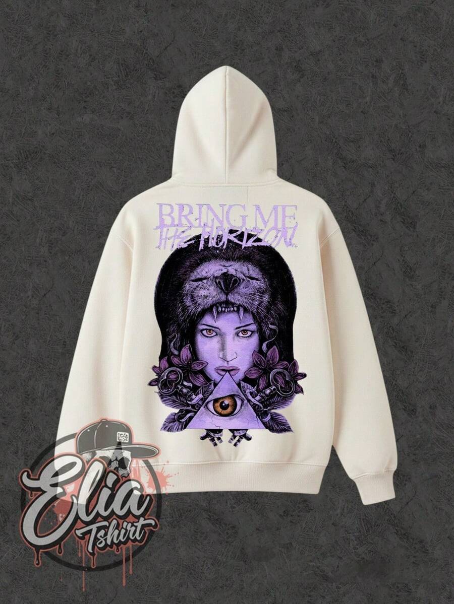 Comfortable Basic Sweatshirt For Everyday Wear. Bring Me The Horizon Music Singer Famous International National Urban Culture Rock Metal Rock N Roll Famous Band Singer Unisex Sweatshirt For Men And Women 50% Cotton 50% Polyester Top Premium Streetwear New Release Immediate Shipping Various Colors!! - 白色外層 - 查看 1