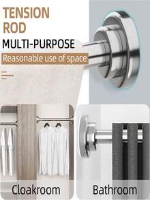 Stainless Steel Extendable Shower Curtain Rod Tension Pole, Net Voile Curtains Rail,Adjustable Telescopic Rods Extendable For Kitchen Cupboard Bathroom Window - A - View 8