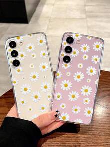 1件經典時尚菊花手機殼 透明軟殼保護套 適用於 Galaxy A04e/12/A13/A14/A34/A50/A52/A53/A54/S21/S22/S23/S24/S25/S25Ultra，此為2D圖案而非3D - 無色 - 查看 2